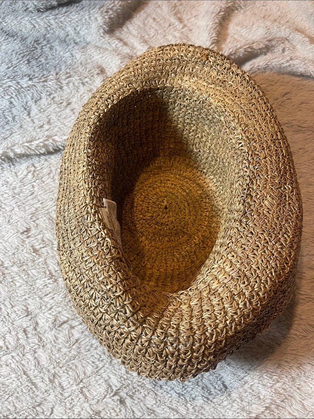 Woven Straw Sun Hat with Bead & Animal Charm Trim - Natural